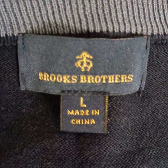 Brooks Brothers Men’s 100% Cotton Green Blue Stripe Sweater Size L EUC - Picture 7 of 15